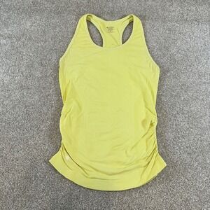 Athleta Momentum Tank Top Chartreuse Racerback Ruched Seamless Workout Shirt Med